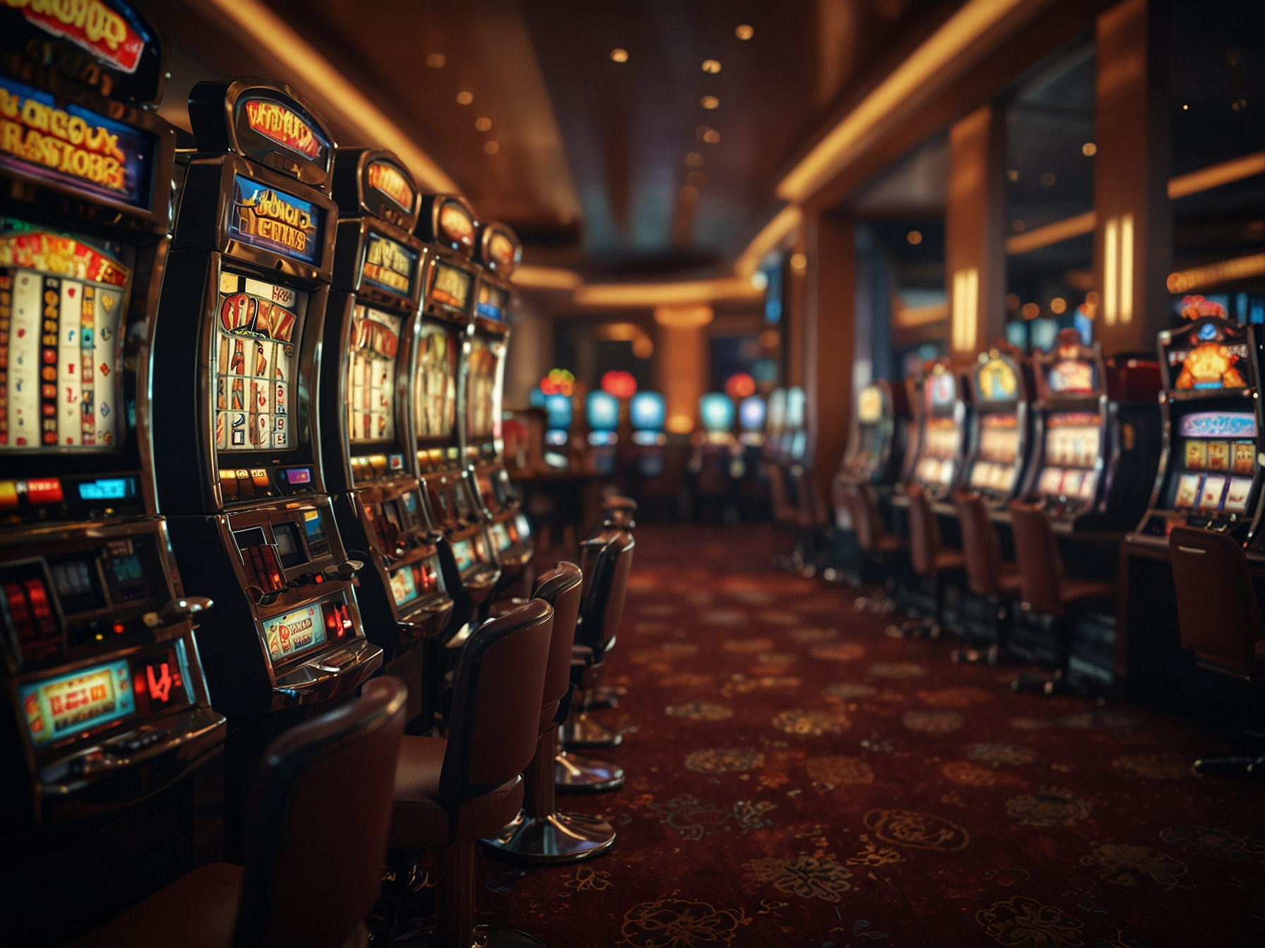 Interior de casino con decoraciones del numero 7