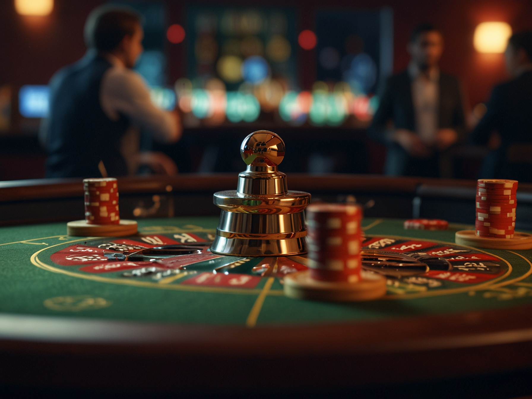 Mesa de ruleta con apuesta al número 7